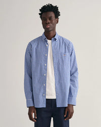 GANT : Regular Fit Gingham Poplin Shirt - College Blue