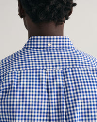 GANT : Regular Fit Gingham Poplin Shirt - College Blue