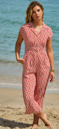 COPE CLOTHING : Printed Jumpsuit - Orange