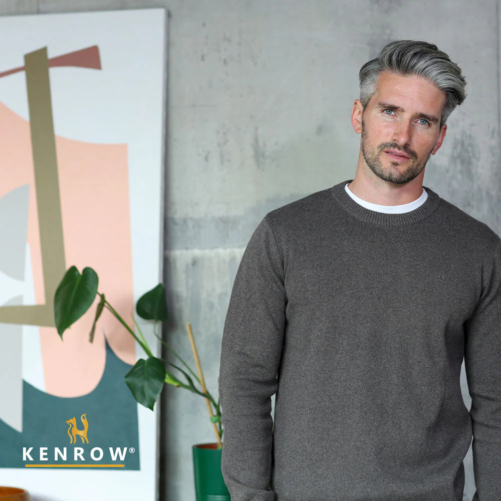 KENROW Men's Chadwick Crew Neck Jumper - Stone