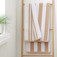 BIANCA : Reversible Stripe Cotton Towel - Natural (Available in 3 Sizes)