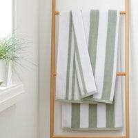 BIANCA : Reversible Stripe Cotton Towel - Sage (Available in 3 Sizes)