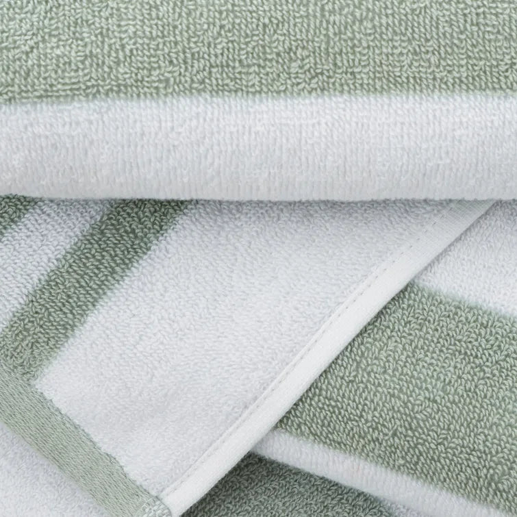 BIANCA : Reversible Stripe Cotton Towel - Sage (Available in 3 Sizes)