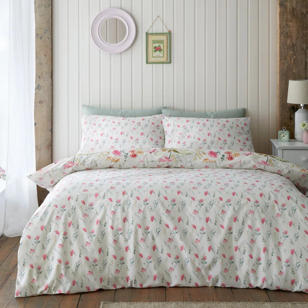 CATHERINE LANSFIELD Ella Poppy Cream Reversible Duvet Cover Set