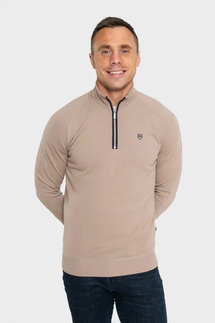 XV KINGS : Tommy Bowe Falcons 1/4 Zip Jumper- Taupe