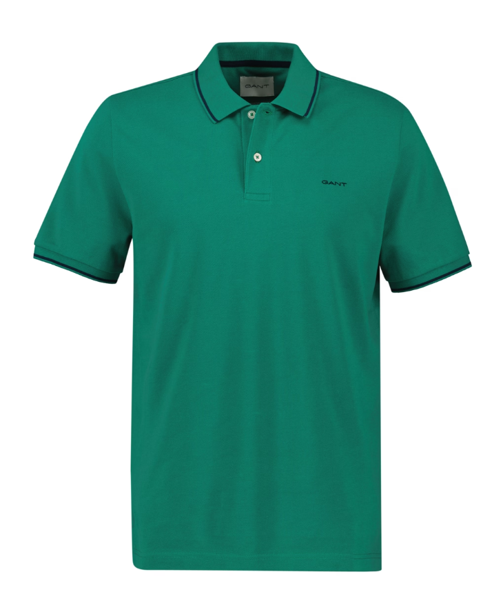 GANT Tipping Pique Polo - Deep Green