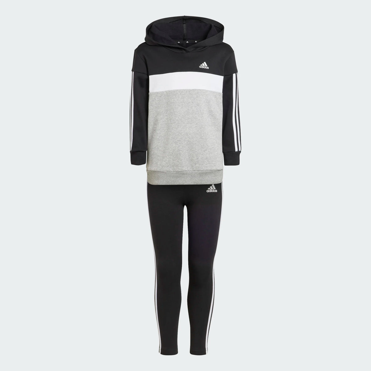 ADIDAS : Girls 3S Hooded Tracksuit - Black