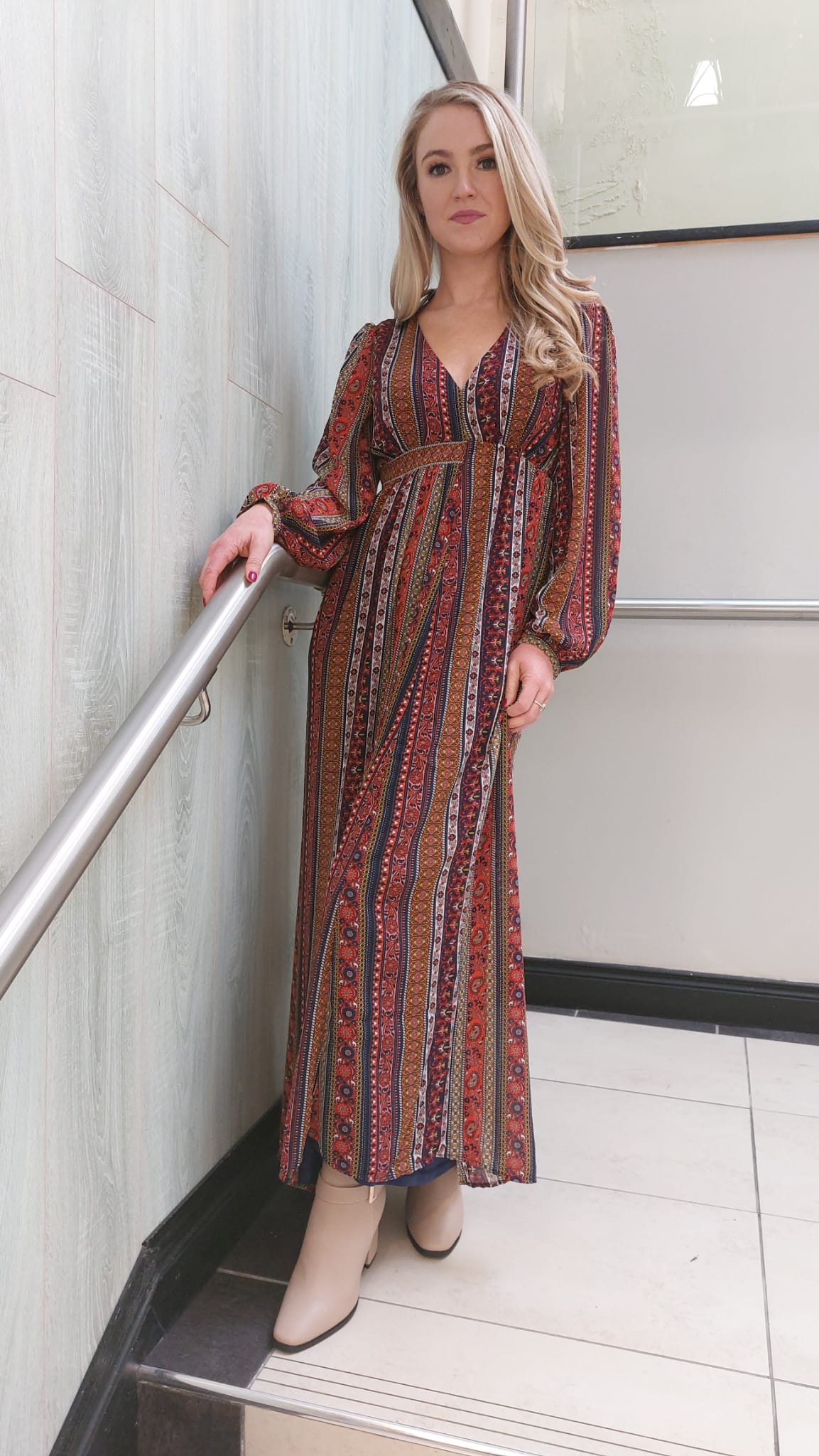 VERO MODA : Long Sleeve Border Dress - Astral Aura