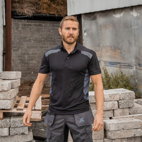 XPERT : Xpert Pro Stretch Polo Shirt - Black/Grey