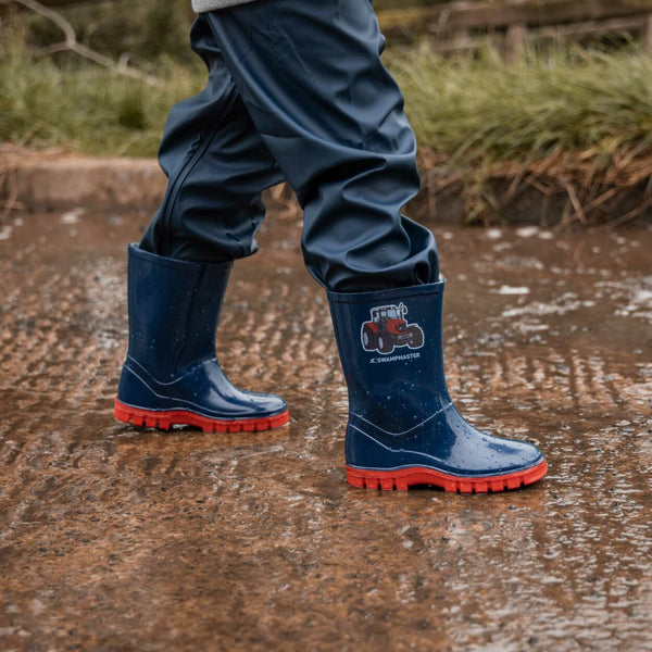 XPERT : Swampmaster Junior Tractor Wellingtons Navy/Red