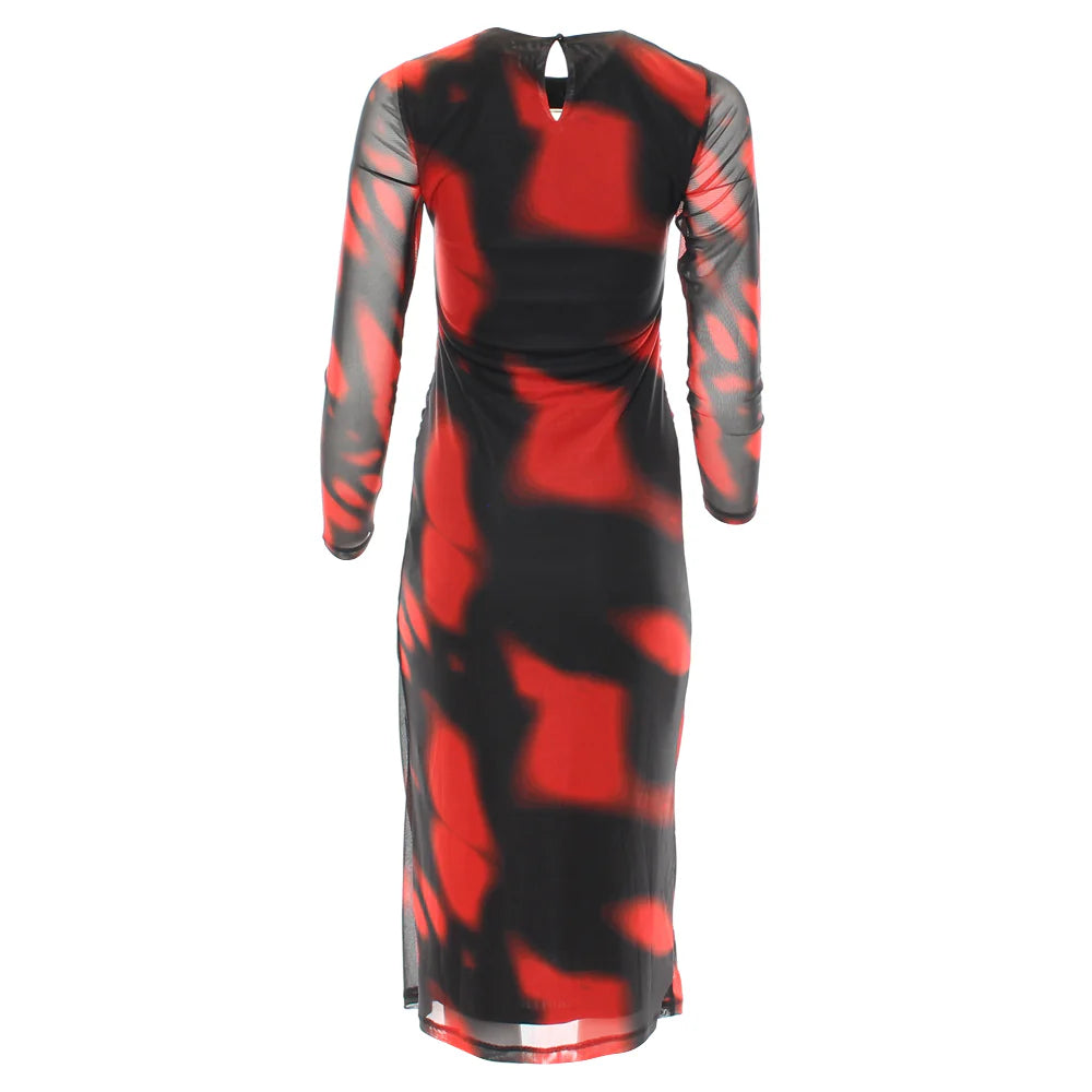 RANT & RAVE Jade Printed Long Sleeve Dress - Red