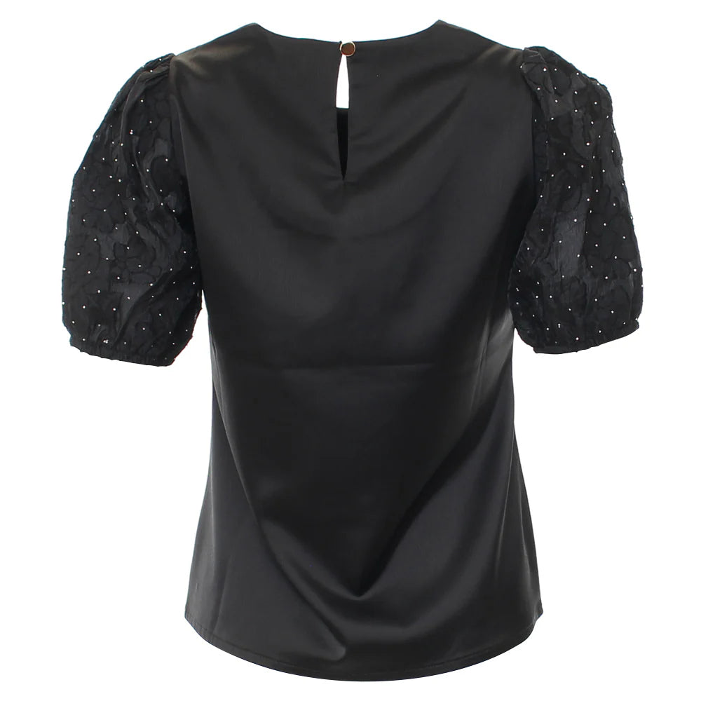 RANT & RAVE Kally Balloon Sleeve Top - Black