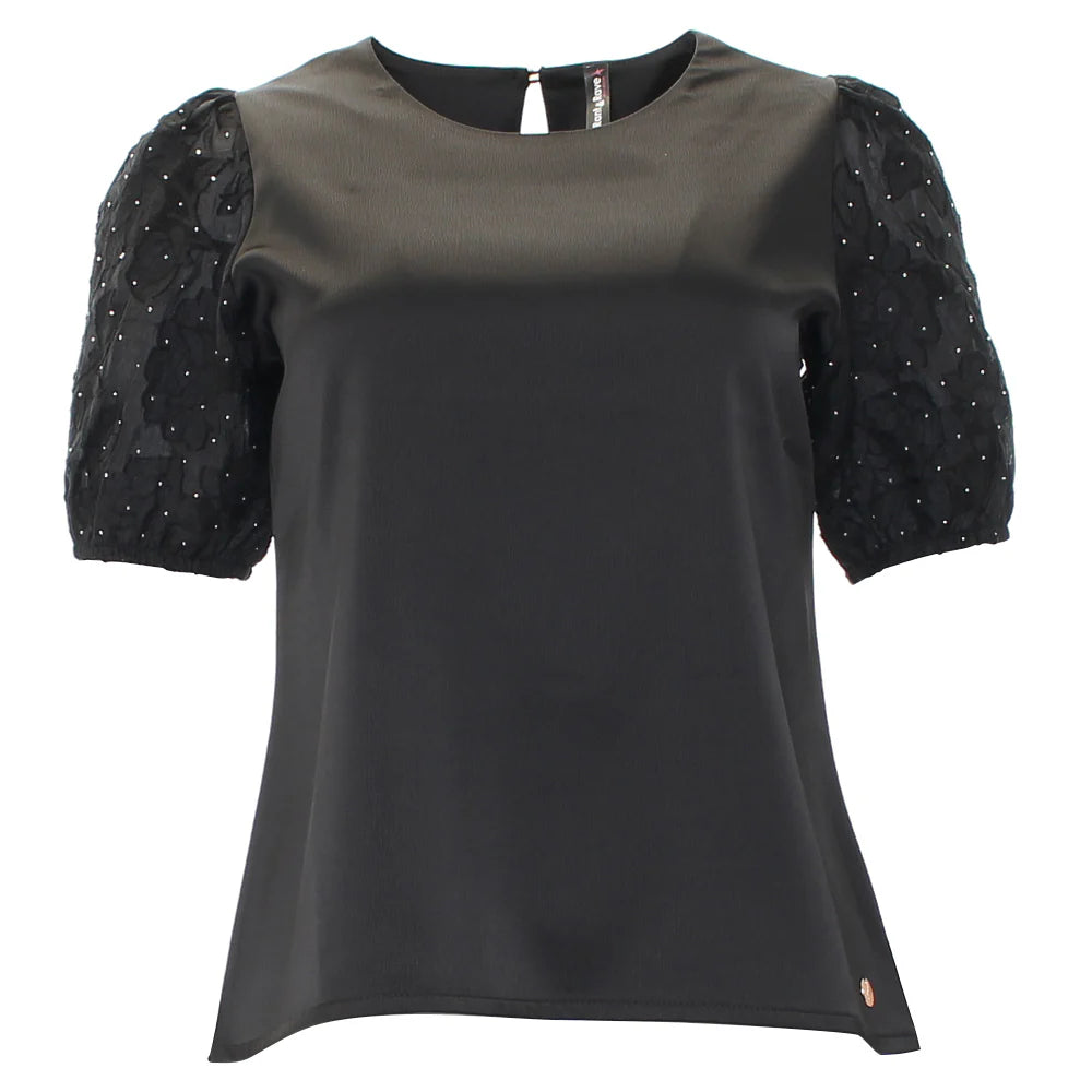 RANT & RAVE Kally Balloon Sleeve Top - Black