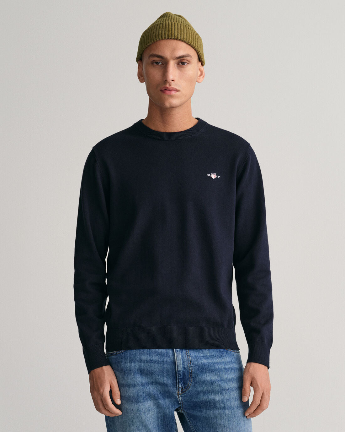 GANT : Classic Cotton Crew Neck - Evening Blue