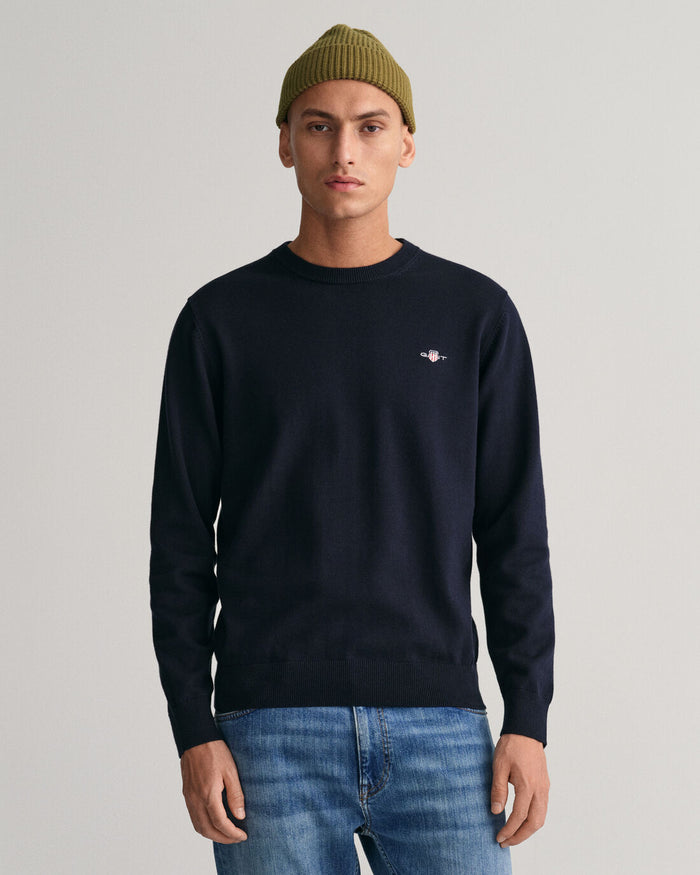 GANT : Classic Cotton Crew Neck - Evening Blue