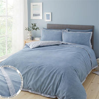 CATHERINE LANSFIELD Oslo Textured Trim Duvet Set - Denim Blue