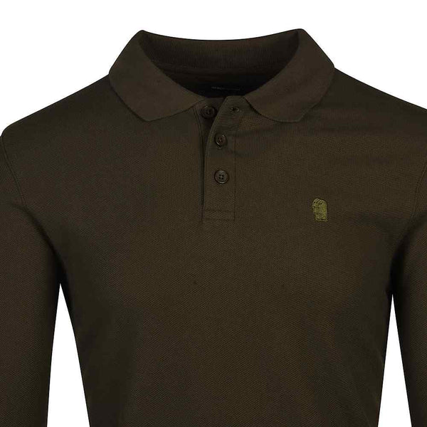 REMUS UOMO : Long Sleeve Polo Shirt - Khaki