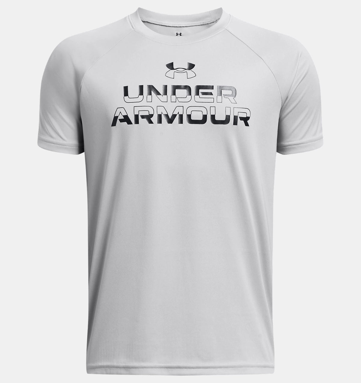 UNDER ARMOUR : Boys' Tech™ Split Wordmark Short Sleeve T-Shirt - Grey