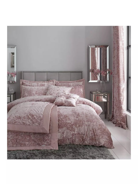 CATHERINE LANSFIELD Crushed Velvet Bedspread Throw - Blush Pink