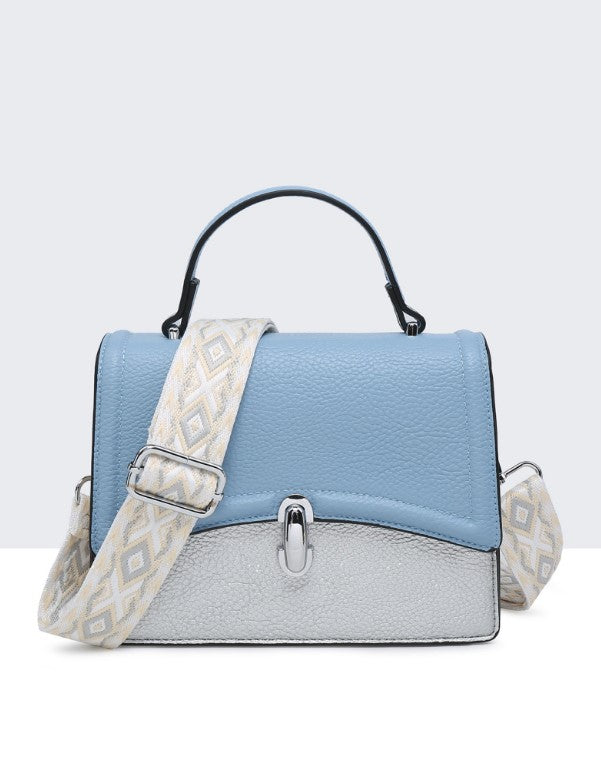 COPE CLOTHING : Multicolor Grained Shoulder Bag - Blue