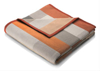 BIEDERLACK : Cotton Home - Textured Blocks Terracotta Throw - 140x180