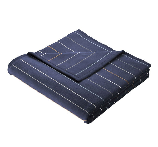 BIEDERLACK : Cotton Home - Multi Stripe NavyThrow - 140x180