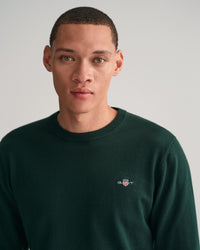 GANT : Classic Cotton Crew Neck - Tartan Green