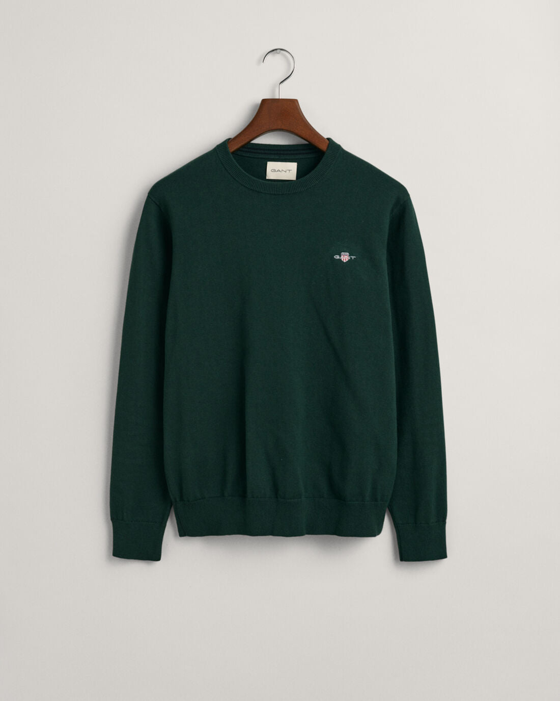 GANT : Classic Cotton Crew Neck - Tartan Green