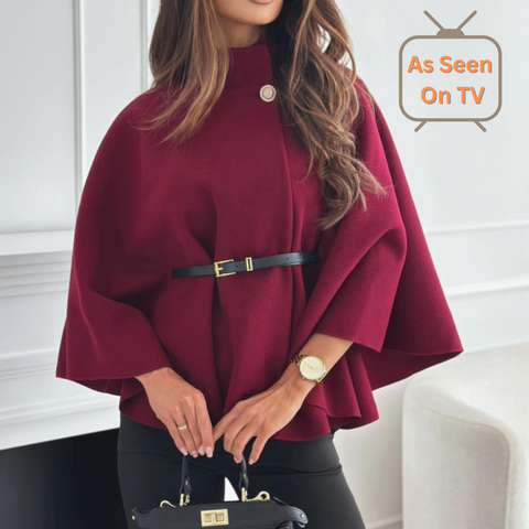 Cope Clothing : Belted Cape - Burgundy