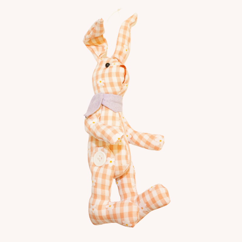 ENCHANTE : Floral Gingham Bunny Hanging Decoration 20cm