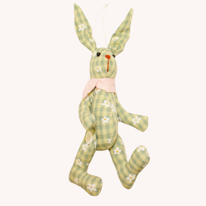 ENCHANTE : Floral Gingham Bunny Hanging Decoration 20cm