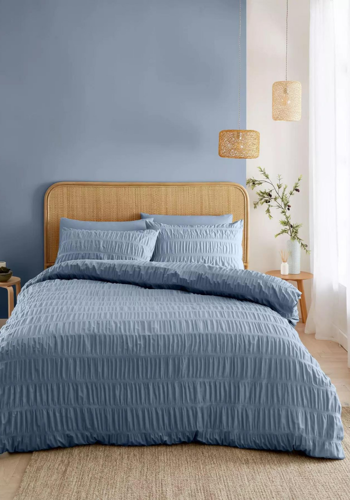 CATHERINE LANSFIELD Seersucker Duvet Set - Blue