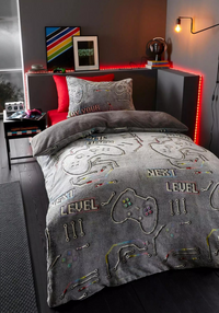 CATHERINE LANSFIELD Game Over Glow In The Dark Fleece Duvet Set