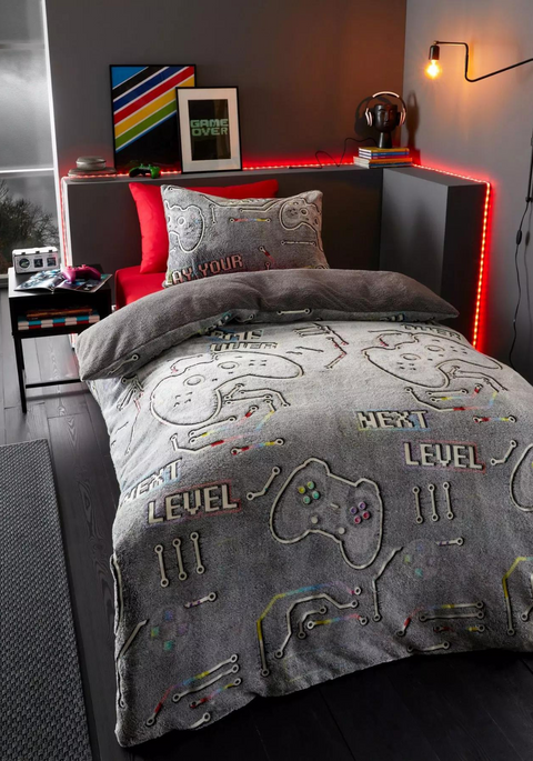 CATHERINE LANSFIELD Game Over Glow In The Dark Fleece Duvet Set