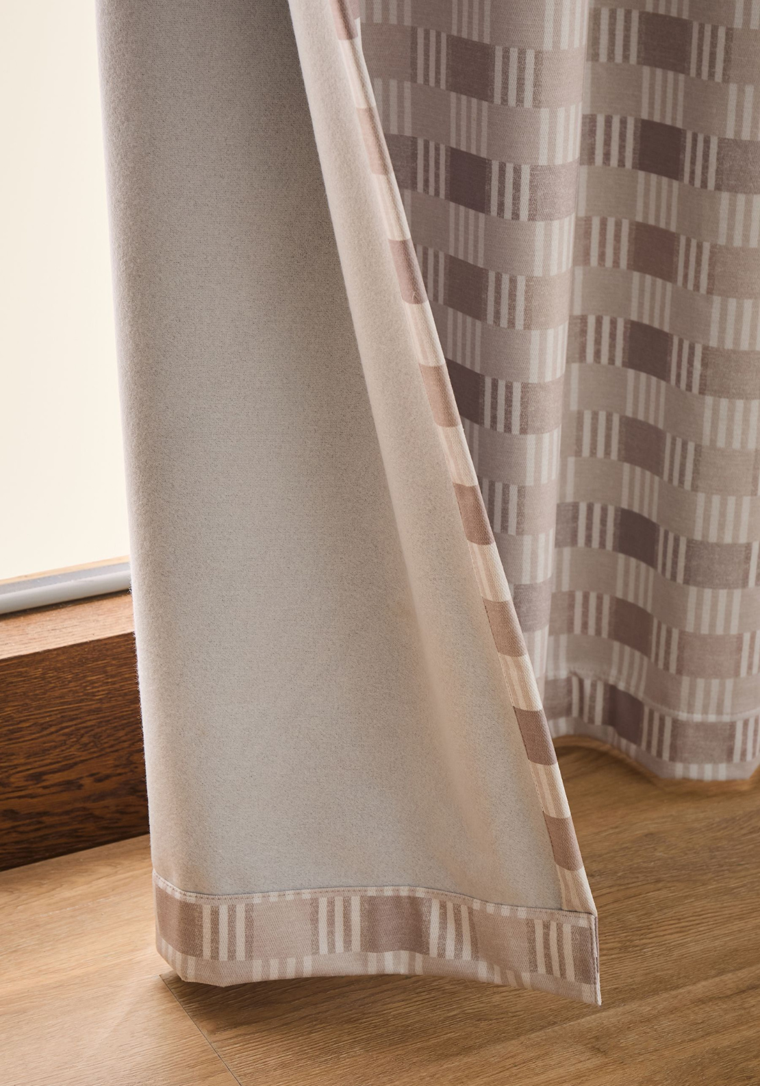 CATHERINE LANSFIELD Wilson Check Thermal Blackout Eyelet Curtains - Natural