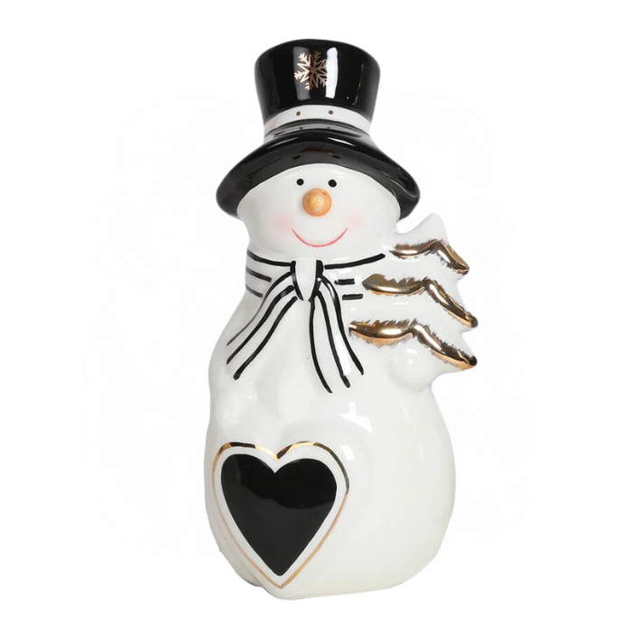 Black/Gold Snowman Christmas Decoration 14cm