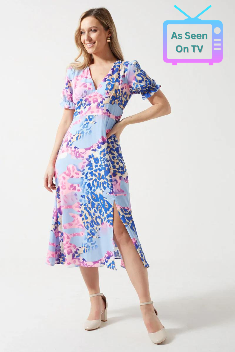 PIXIE DAISY : Print Dress - Blue