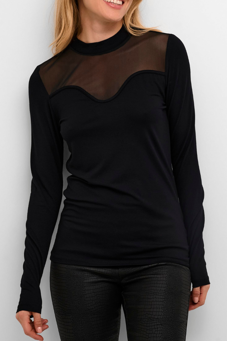 CULTURE : Grace Black Mesh Top