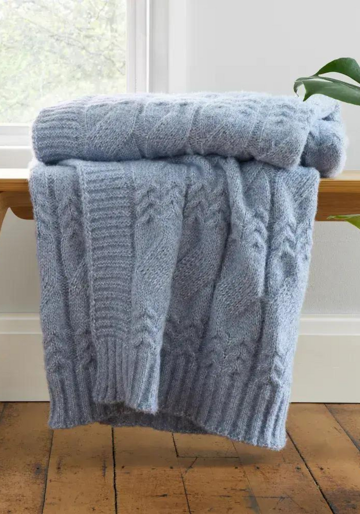 BIANCA Cable Knit Throw 150x200cm - Blue