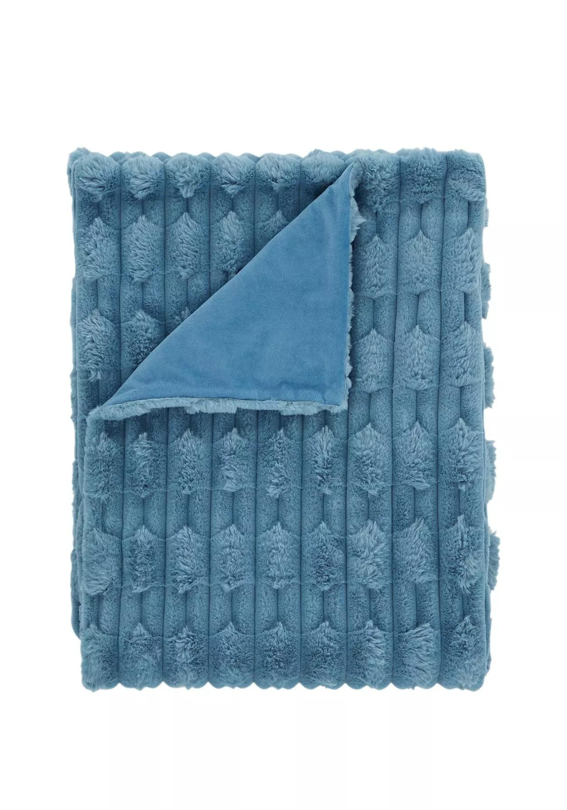 BIANCA Carved Faux Fur Throw 150x200cm - Blue