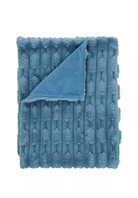 BIANCA Carved Faux Fur Throw 150x200cm - Blue