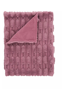 BIANCA Carved Faux Fur Throw 150x200cm - Pink