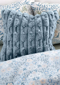 BIANCA Carved Faux Fur Cushion - Blue