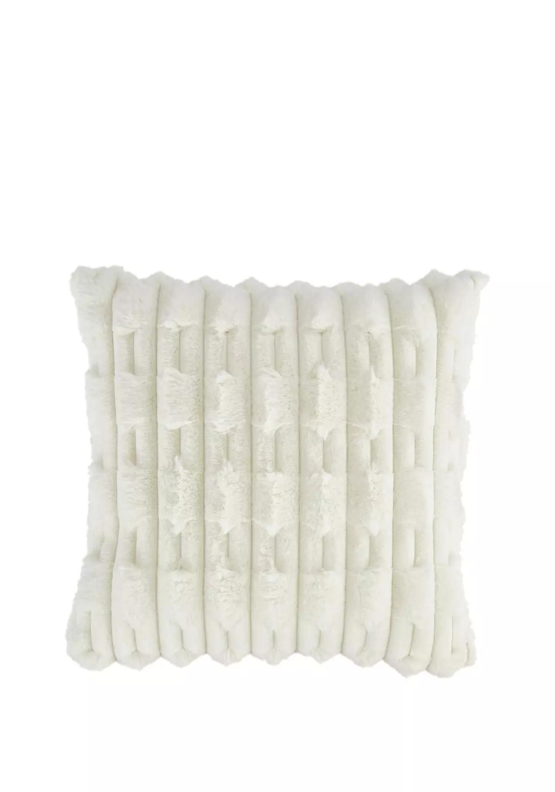 BIANCA Carved Faux Fur Cushion - Cream