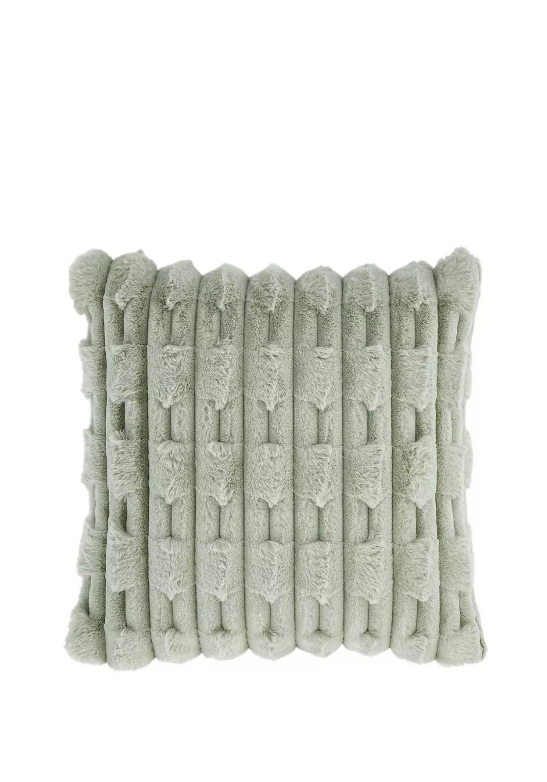 BIANCA Carved Faux Fur Cushion - Sage