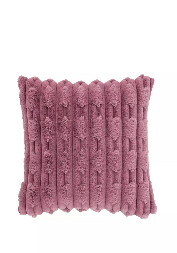 BIANCA Carved Faux Fur Cushion - Pink