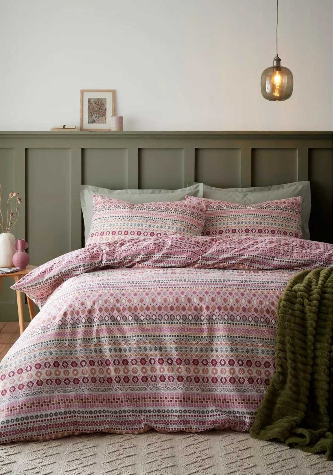 CATHERINE LANSFIELD Brushed Fairisle Reversible Duvet Set