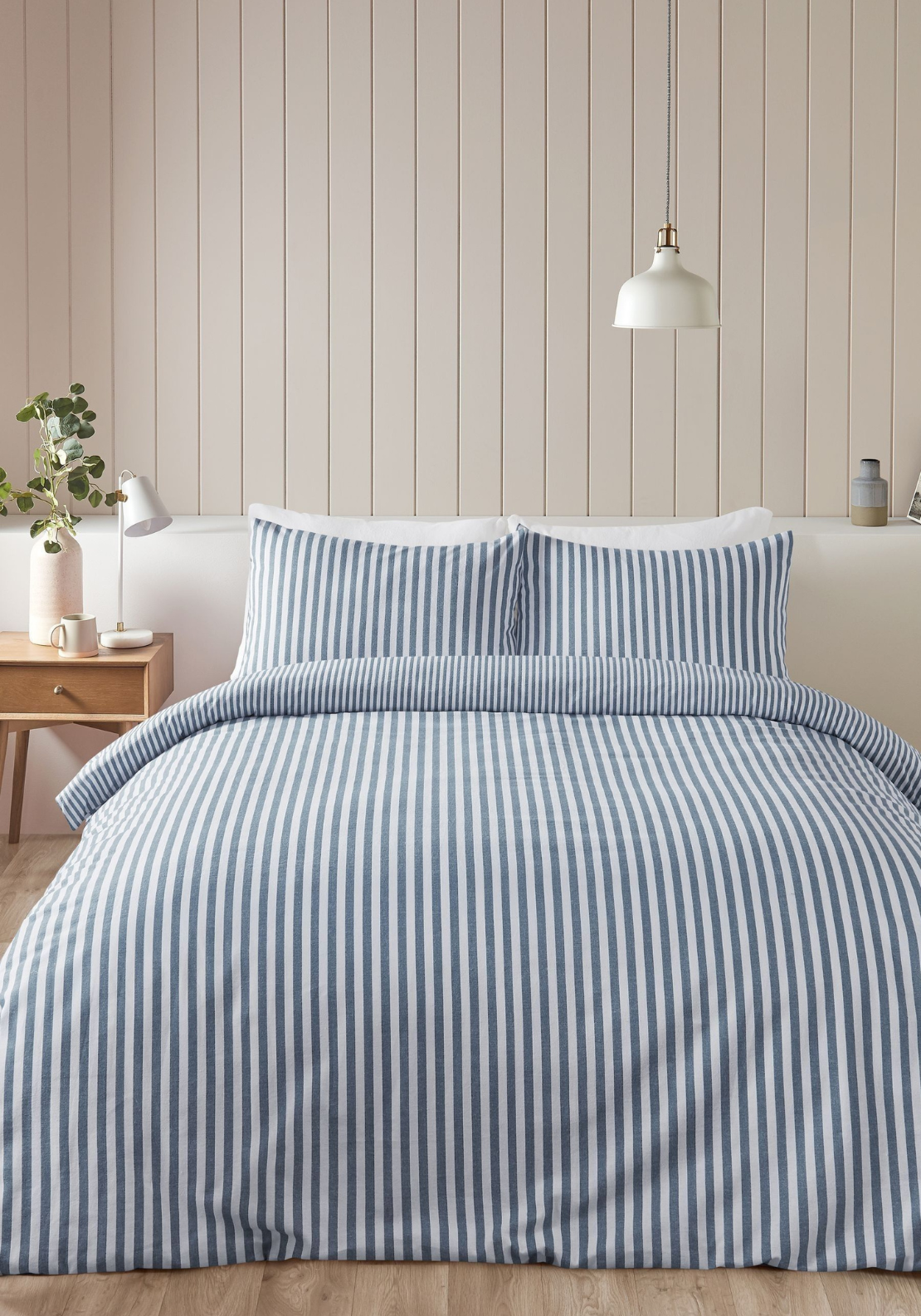 CATHERINE LANSFIELD Brushed Stripe SB Reversible Duvet Set - Blue