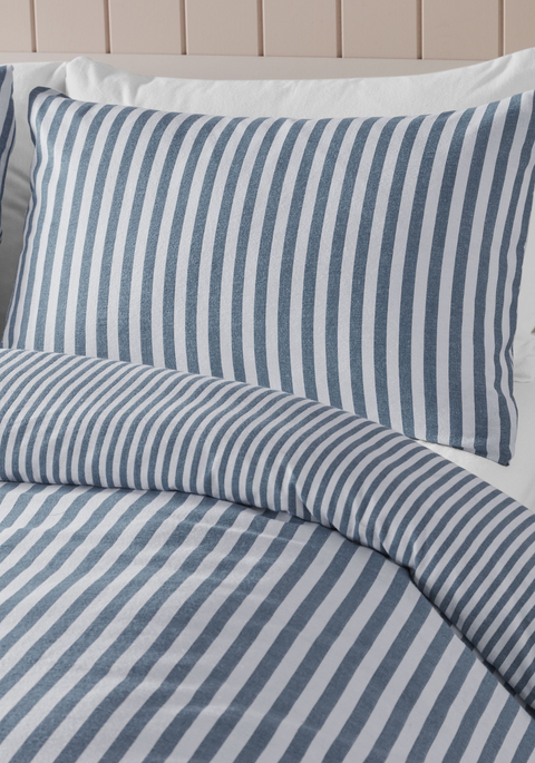 CATHERINE LANSFIELD Brushed Stripe SB Reversible Duvet Set - Blue