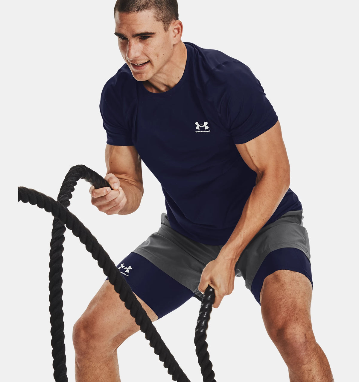 UNDER ARMOUR : Men's HeatGear Fitted T-Shirt - Navy